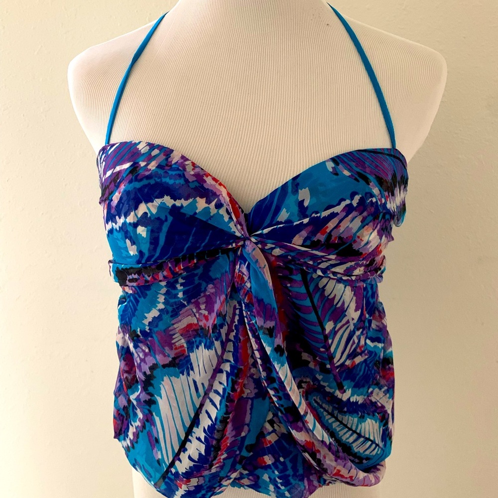 Bebe multi colored silk top